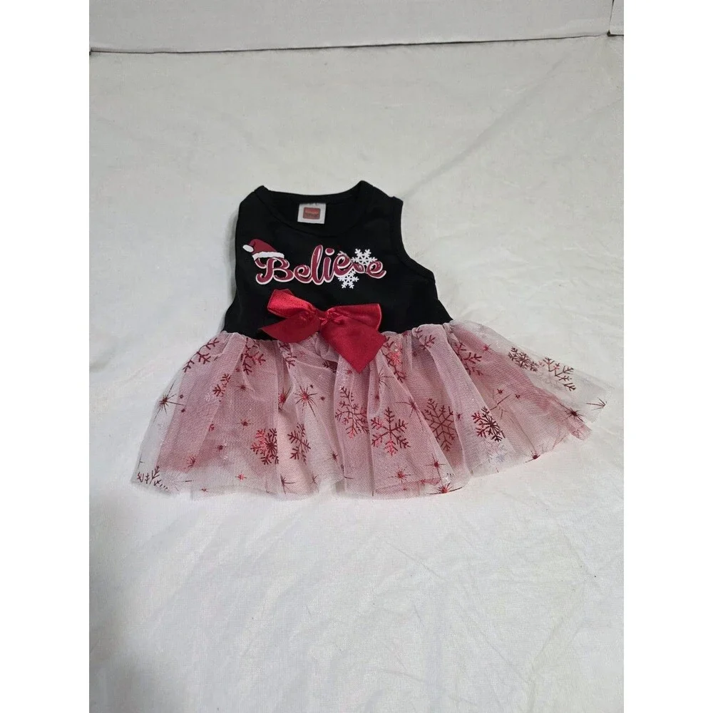 Simply Wag Red\Black Snowflakes 'Believe' Dog Dress Size Small